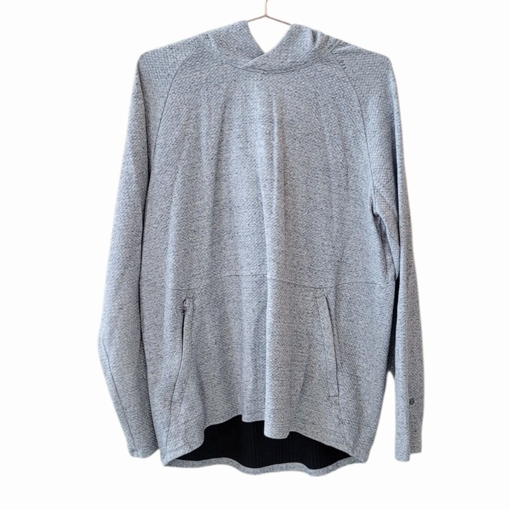LULULEMON XXL Heathered Melody Lt Grey Black Textured Double Knit At Ease Hoodie